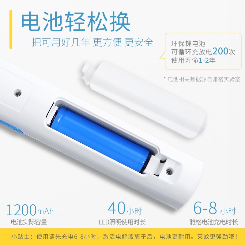 电蚊拍大号网面USB充电式可拆卸18650锂电池家用强力苍蝇拍 三维工匠高清大图