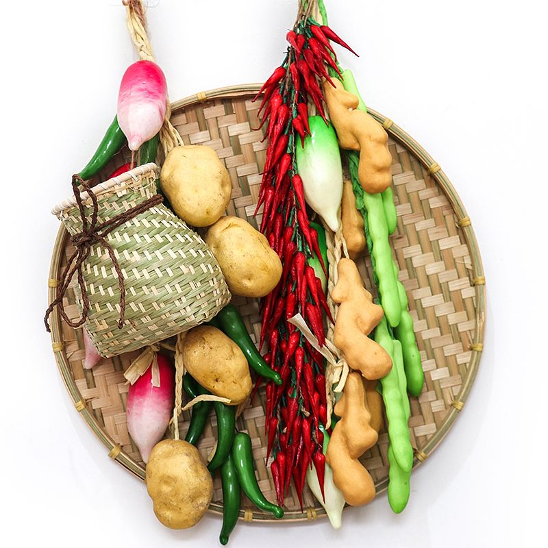 维诺亚仿真蔬菜水果挂串套餐假玉米大蒜辣椒农家乐饭店东北风格装饰挂件高清大图