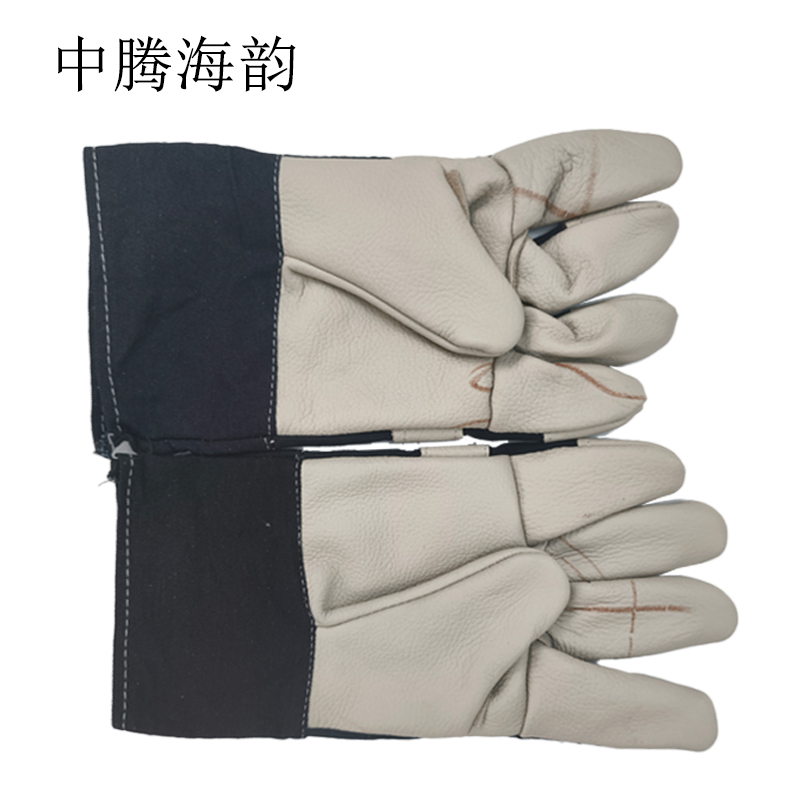 中腾海韵 牛皮革电焊手套 二层牛皮颜色随机发货 38cm 双高清大图
