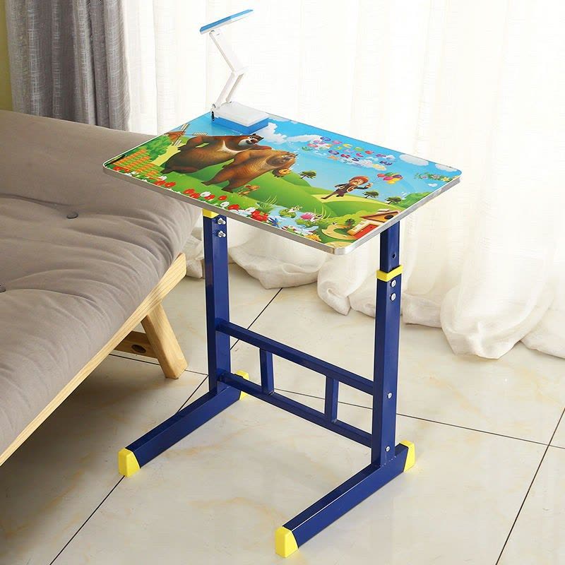 儿童学习课桌椅套装小学初中生吃饭写作业的写字台凳简易书桌架子 带护眼灯 款2加大全图版-佩奇-蓝色图片