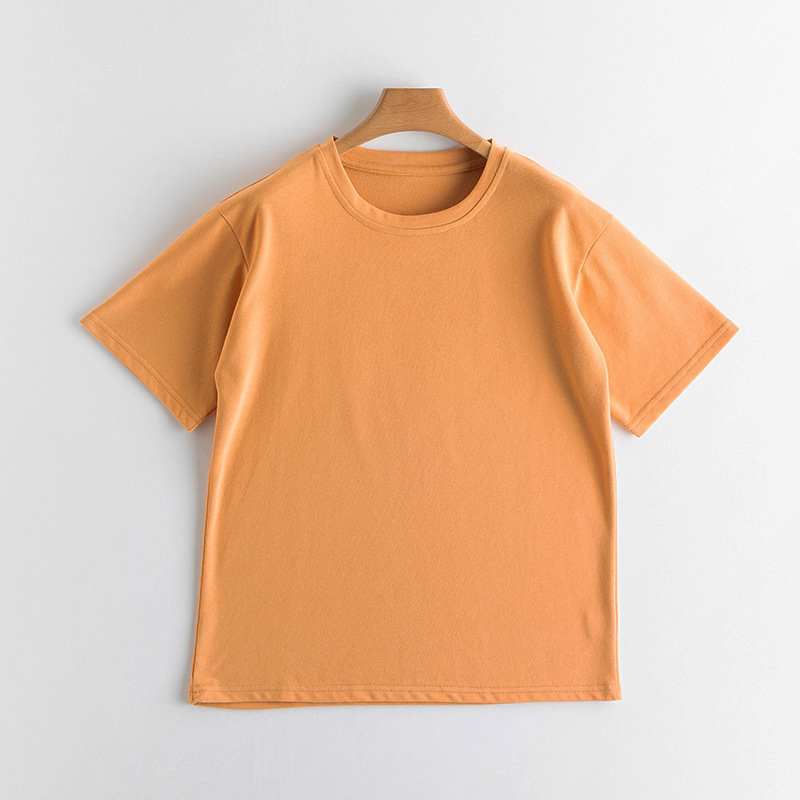 樵JIAO马卡龙棉T恤女新款圆领短袖t恤外穿宽松百搭0205-WJ-9621