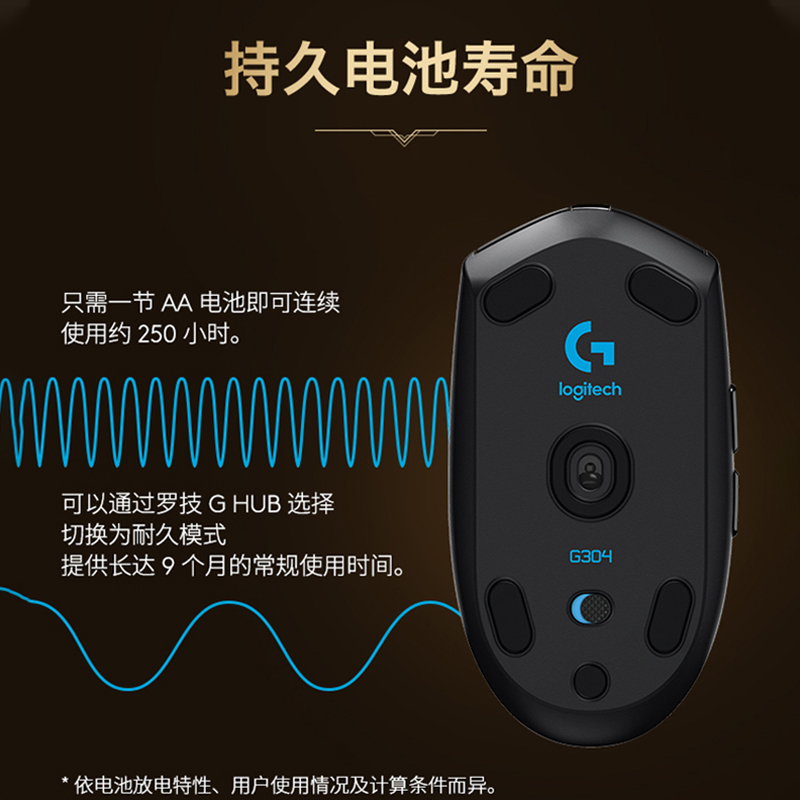 罗技(Logitech)G304-盖伦联名款 黑色 LIGHTSPEED无线游戏鼠标 电竞游戏鼠标 英雄联盟鼠标宏