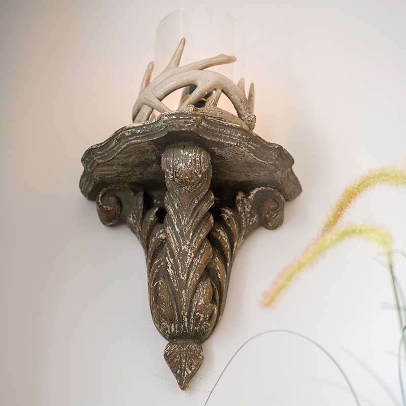 家柏饰(CORATED)仿木壁挂柱台烛台 装饰托架美式古典 经典花廷古堡 仿木雕古典壁台(D款)高清大图