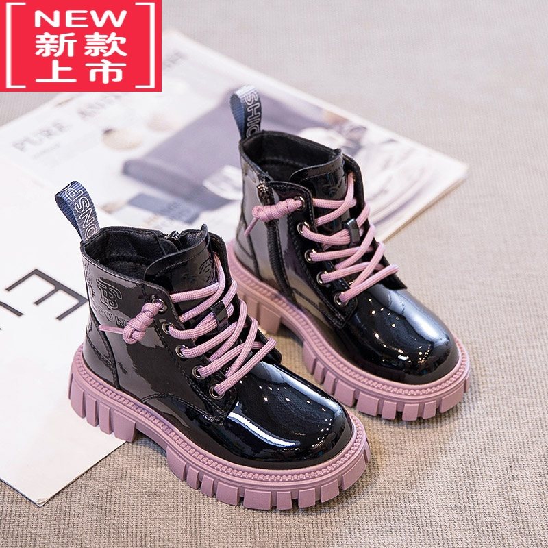 可莉允女童马丁靴加绒中大童新款棉鞋保暖儿童靴子炸街公主小短靴女宝宝