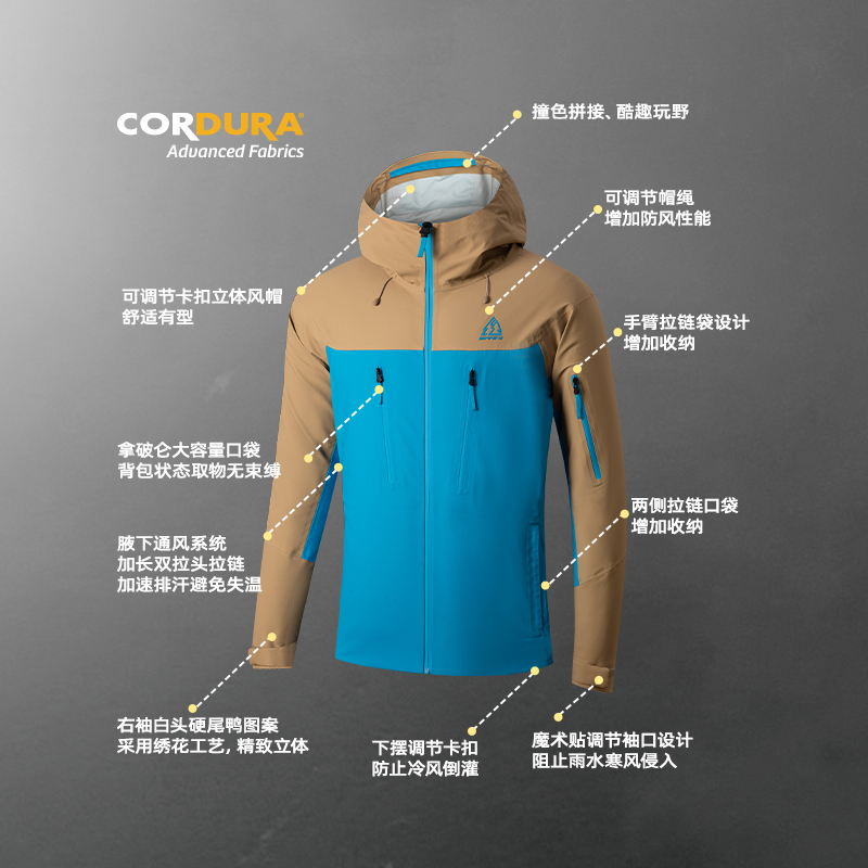 361°雨屏冲锋衣男新款防水考杜拉耐磨硬壳冲锋衣女登山服632443603高清大图