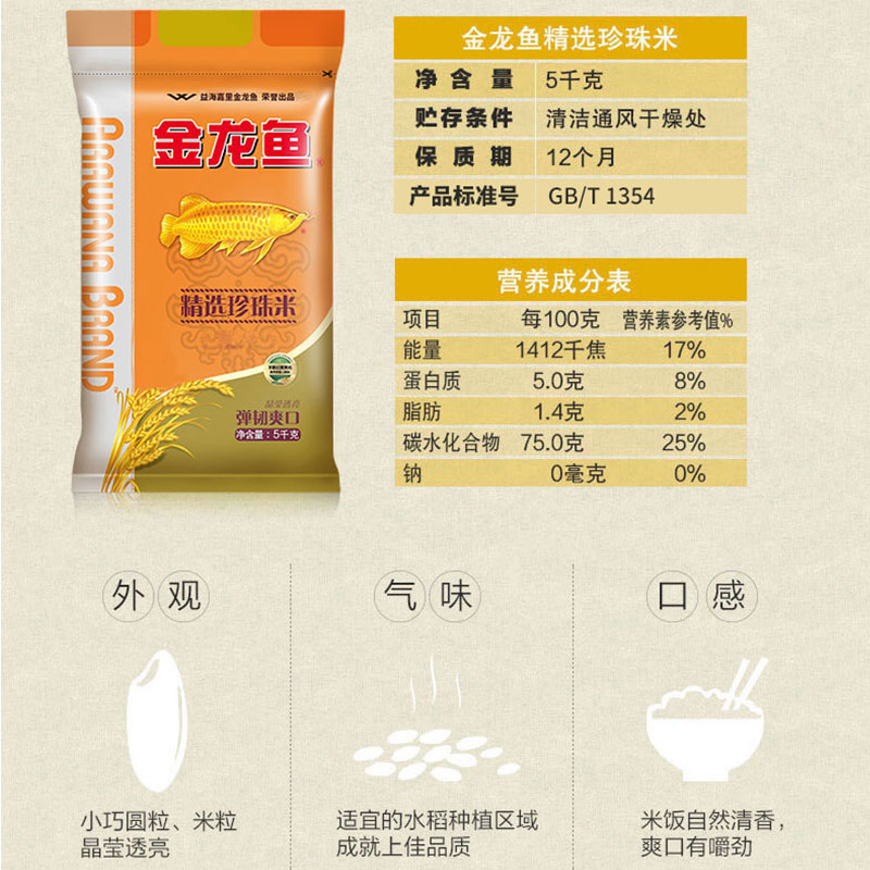 金龙鱼浓香花生油4L+金龙鱼精选珍珠米大米5KG组合装家用食用高清大图