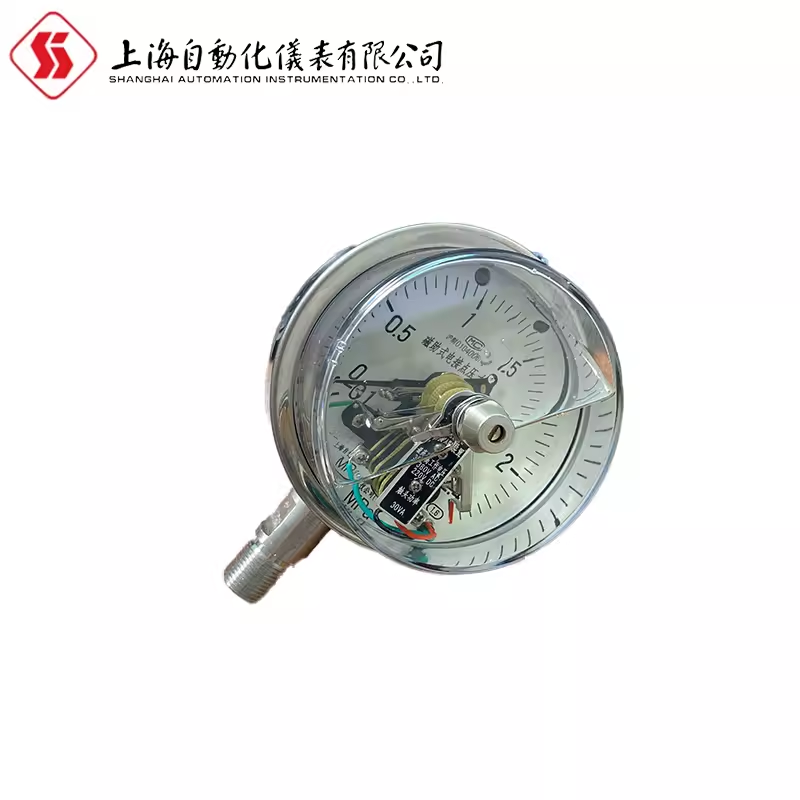 上自仪电接点压力表YXC-100 接口M20×1.5 量程0-1.0Mpa 带三色环高清大图