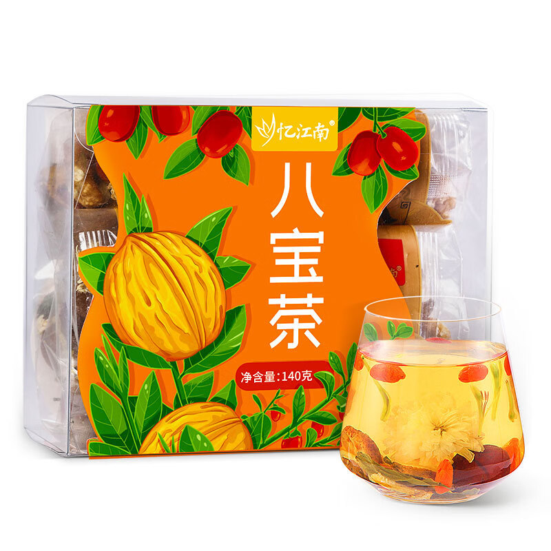 忆江南 养生花茶红枣桂圆八宝罗汉果金桔雪梨菊花姜枣茶 140g八宝茶