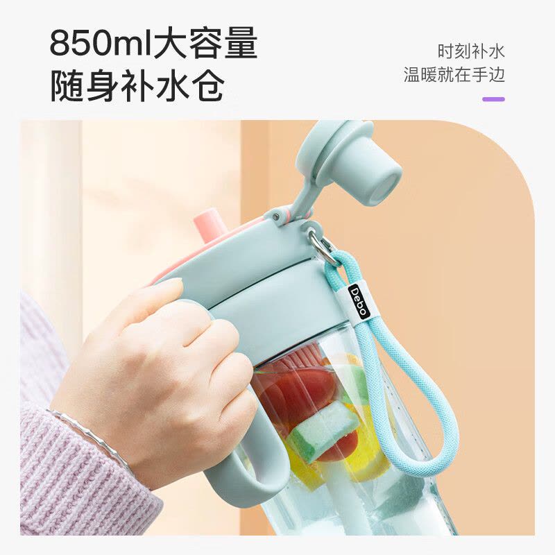 德铂(Debo)摩卡Tritan850ml运动水杯户外便携弹盖健身塑料杯DEP-906图片