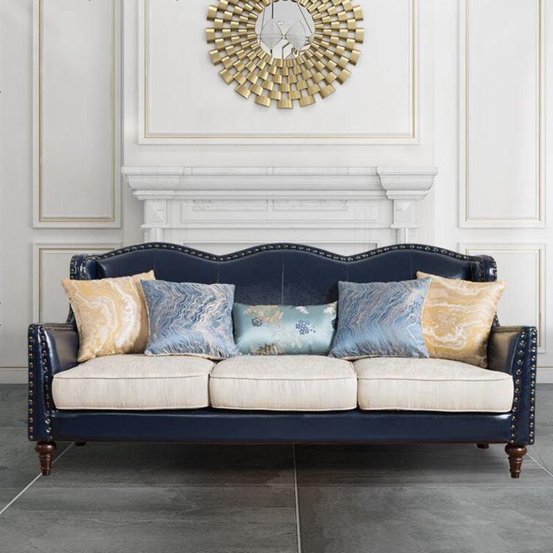 美式真皮沙发后现代港式轻奢整装家具小户型客厅三人皮布沙发组合视频