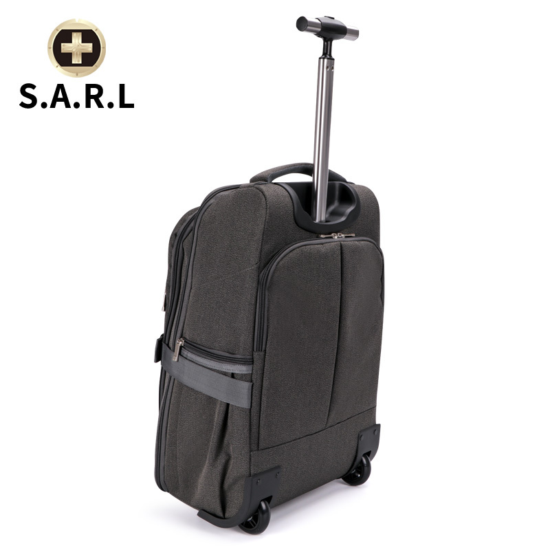 S.A.R.L瑞士手拉旅行包男女通用 可放17寸电脑包大容量拉杆手提男士轻便防泼水短途出差旅游商务电脑包行李包深灰色