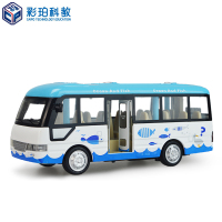 彩珀合金回力声光巴士公共汽车儿童玩具汽车模型摆件