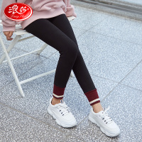 浪莎女童加绒加厚打底裤秋冬款黑色春秋外穿洋气秋季中厚儿童裤子