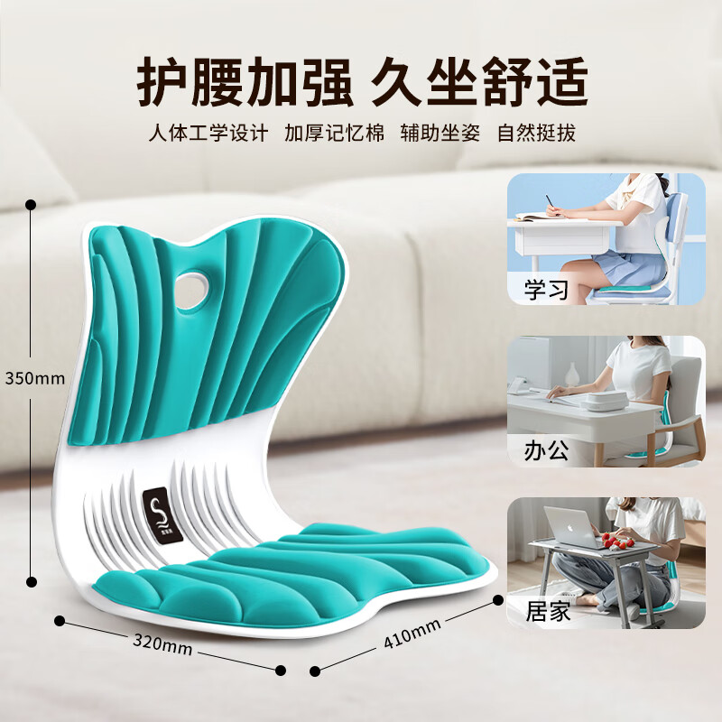 思菲其护腰坐垫人体工学椅护腰靠背垫椅子坐垫护腰久坐神器办公家用座垫 活力蓝ZD301高清大图