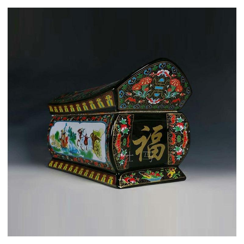 景德镇陶瓷棺材骨灰盒福寿盒殡葬家具用品通用防鼠防虫大号