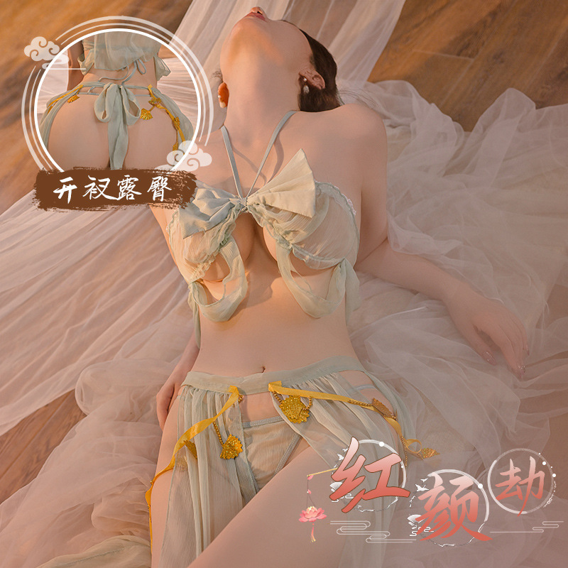 九里晴川异域风情古风套装情趣套装诱惑免脱透视吊带睡衣 九里晴川TZ098[异域风情古风套装-绿] 均码高清大图