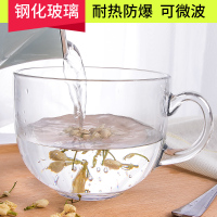 帝梦香钢化玻璃杯耐热防爆大号牛奶杯燕麦早餐杯子家用大口透明大肚水杯