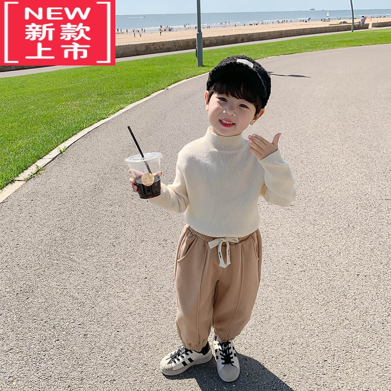 可莉允男童毛衣秋冬款小童半高领针织衫加厚儿童打底衫冬季宝宝冬装上衣