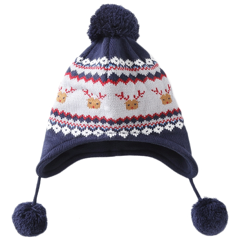 宝宝针织帽子秋冬季婴儿可爱智扣超萌保暖帽13岁2男女儿童毛线护耳帽