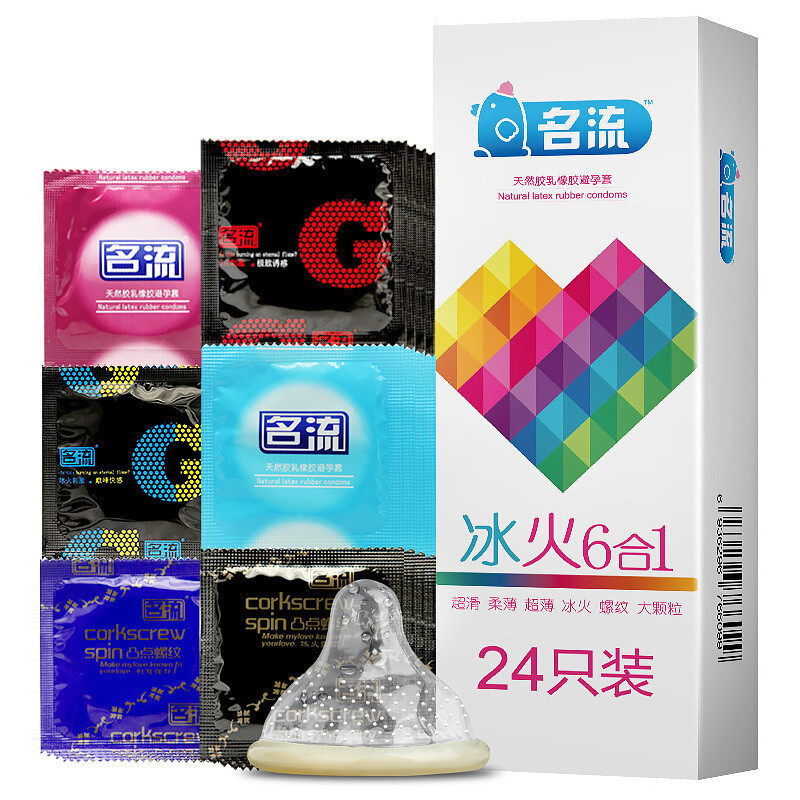 名流冰火六合一避孕套72只装超薄款情趣型带刺颗粒狼牙安全套男女用成人计生情趣性用品高清大图