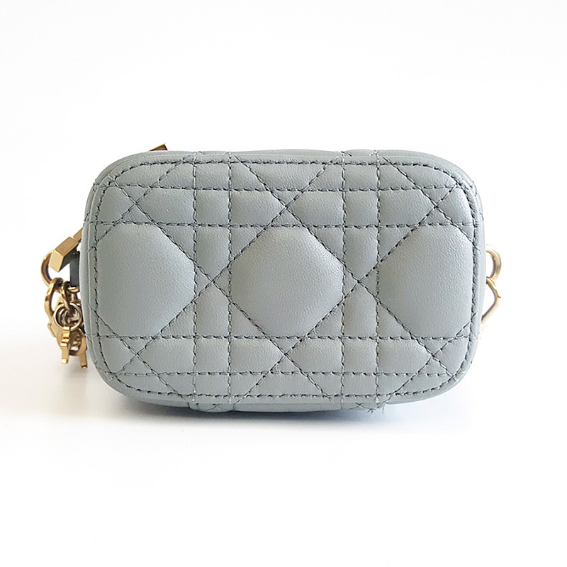 dior 女士灰蓝色超迷你vanity单肩斜挎包化妆包 迪奥超迷你小方包