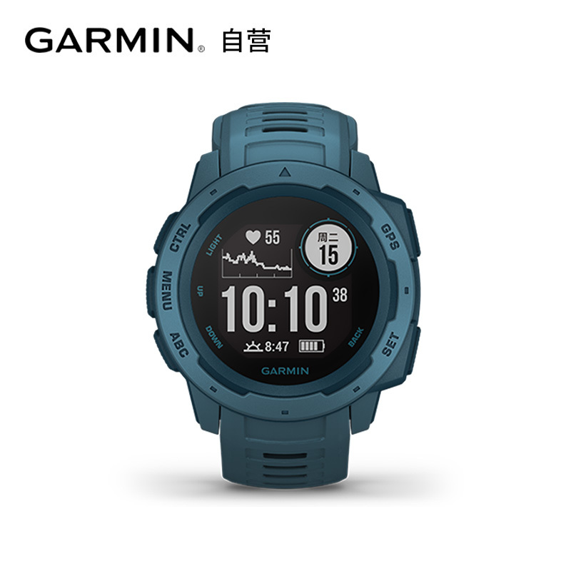 Garmin佳明instinct本能 户外冒险GPS多功能户外智能运动训练心率功能手表(湖滨蓝)