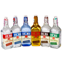 永丰牌北京二锅头出口型小方瓶清香型白酒42°纯粮食酒全家福(红标/蓝标/绿标/蓝瓶/咖方/金瓶)500ml*6瓶组合装
