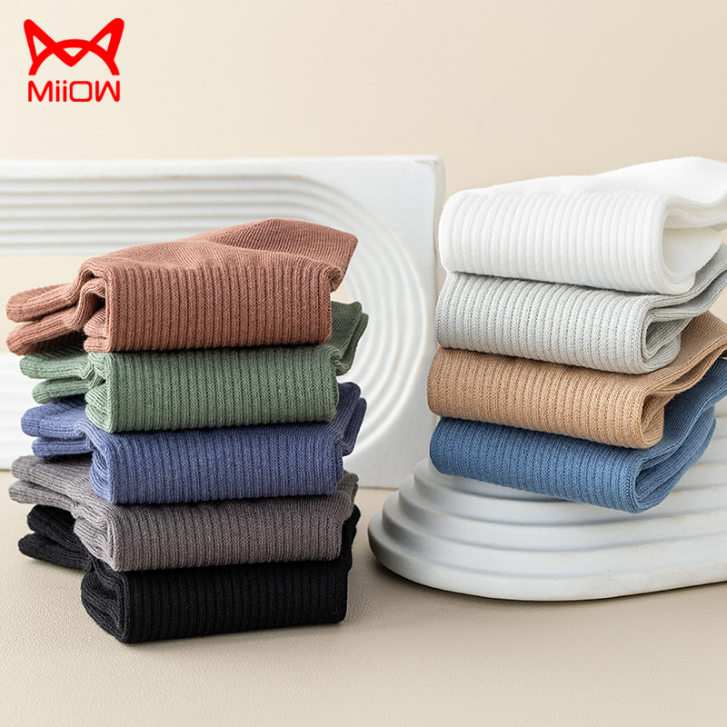 [5双装]猫人25年新品新疆棉透气袜子男士舒适袜子防臭吸汗中筒袜高清大图