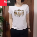 YIBUSHENG烫钻2024妈妈装季新款时尚圆领高级半袖女洋气短袖t恤薄款镶S 4XL建议155-170斤 白色女王图案
