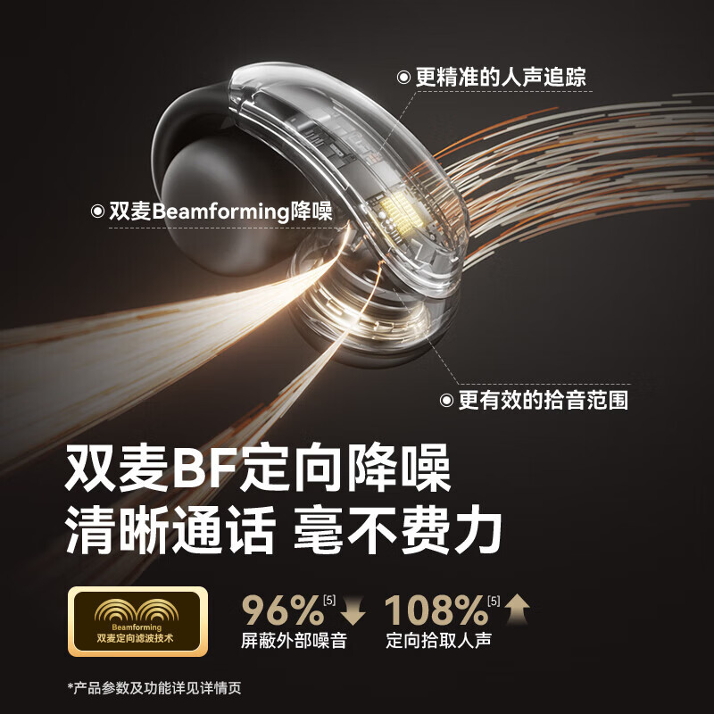 塞那S9SAI骨传导耳夹降噪运动同声翻译耳机会议实时录音 白高清大图