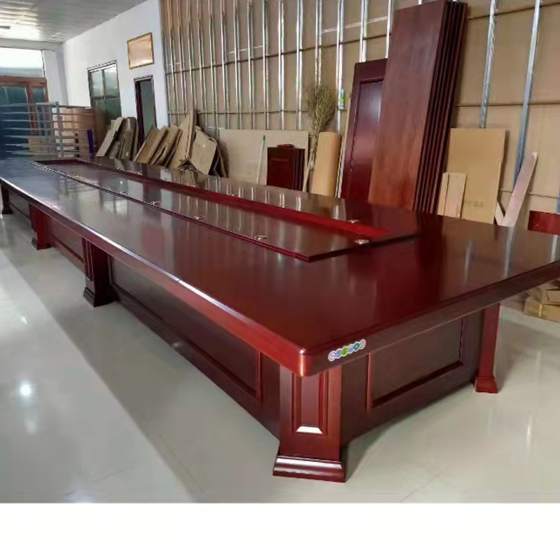 隆博盛景 油漆实木贴皮职员会议桌办公会议培训洽谈桌4000*1600*800mm高清大图