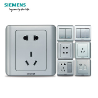 西门子(SIEMENS)开关电源插座面板86型家用远景彩银五孔