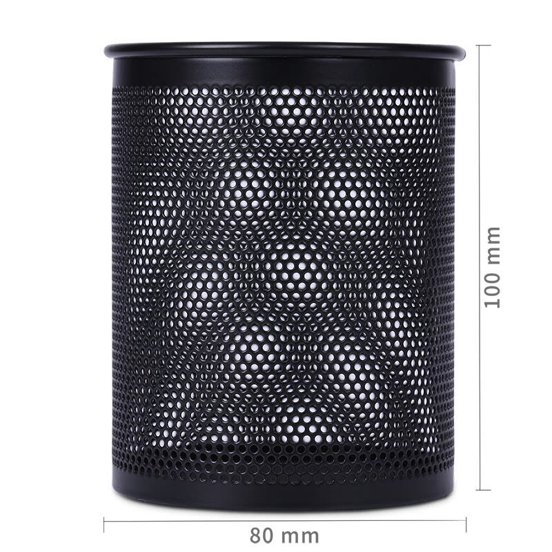 得力(deli) 909黑色 密集金属网纹圆形笔筒创意桌面收纳盒办公用品图片