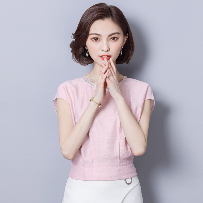短袖女雪纺衫宽松显瘦韩版百搭女装上衣2018夏季气质淑女短款T恤