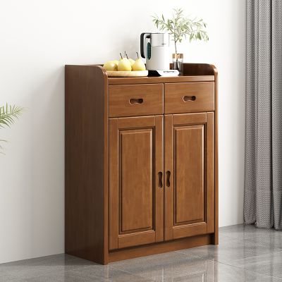 青木川 简约现代实木鞋柜家用进门口入户小户型两门三门四门阳台户外白色灰色大容量多层收纳储物柜鞋架 两门【胡桃色】90x35x90cm