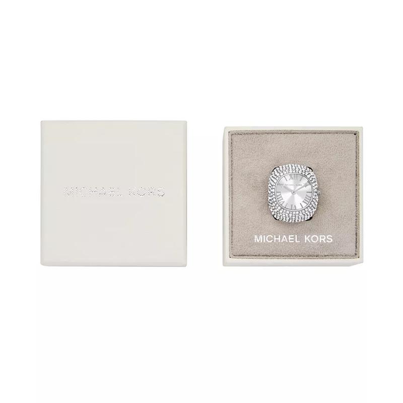 Michael Kors 女士银色不锈钢双环防水石英腕表两用手镯手表高清大图