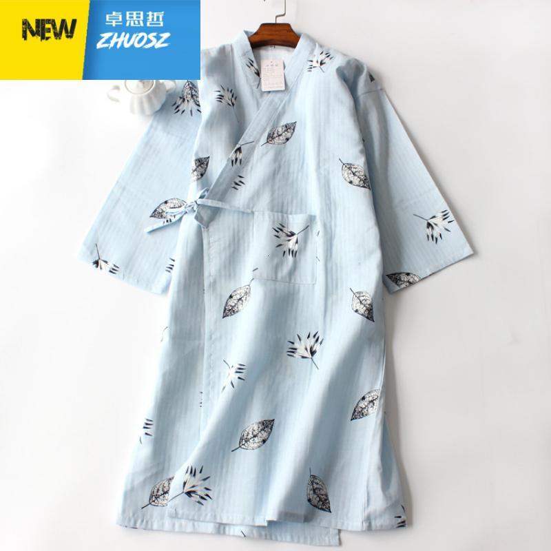 薄款纱布和服袍棉男女和服浴衣睡衣甚平睡袍春秋系带睡裙 卓思哲