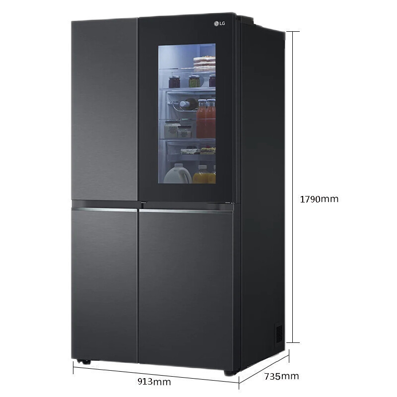 lg655升对开门冰箱透视窗门中门风冷无霜曼哈顿午夜黑色s651mc78