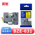 奥驰 标签色带BZe-631 12mm黄底黑字 个