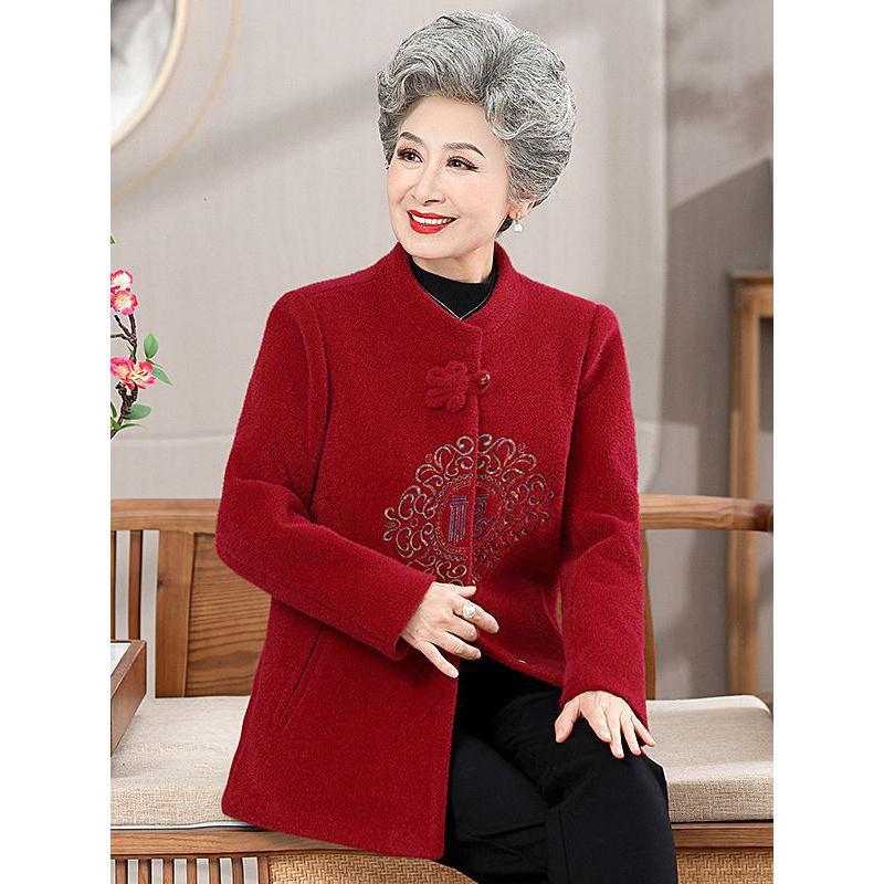 老年奶奶装外套气质复古妈妈装毛呢大衣70-80岁老太太服装婆婆装