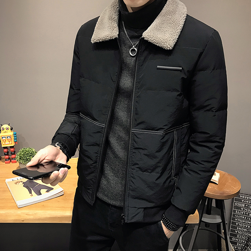 YUANSU棉衣男新款2020年冬季外套韩版潮流羊羔毛领男士棉服潮牌加厚棉袄棉衣