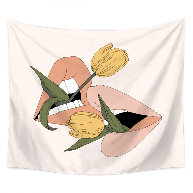 家柏饰(CORATED)欧美鲜花墙面装饰背景布布艺墙挂布挂毯床头卧室房屋遮挡 图二 绒布150高*200宽厘米(横款)高清大图