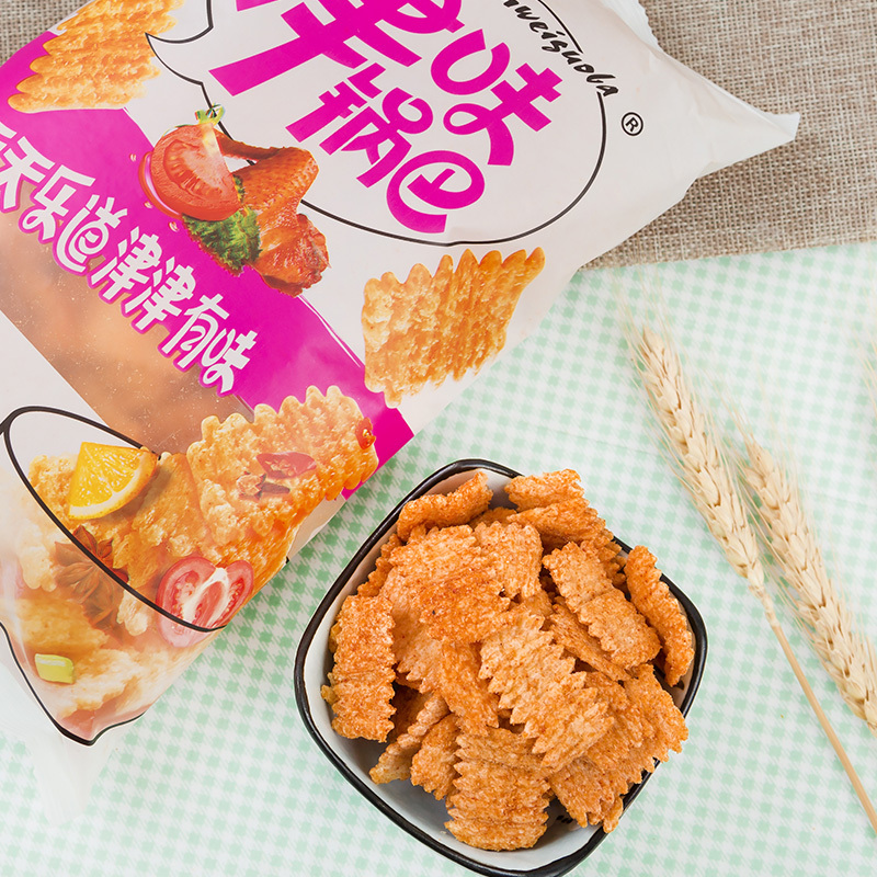狗牙儿津味大米小麦锅巴300g包酱汁牛肉味休闲膨化食品零食好吃