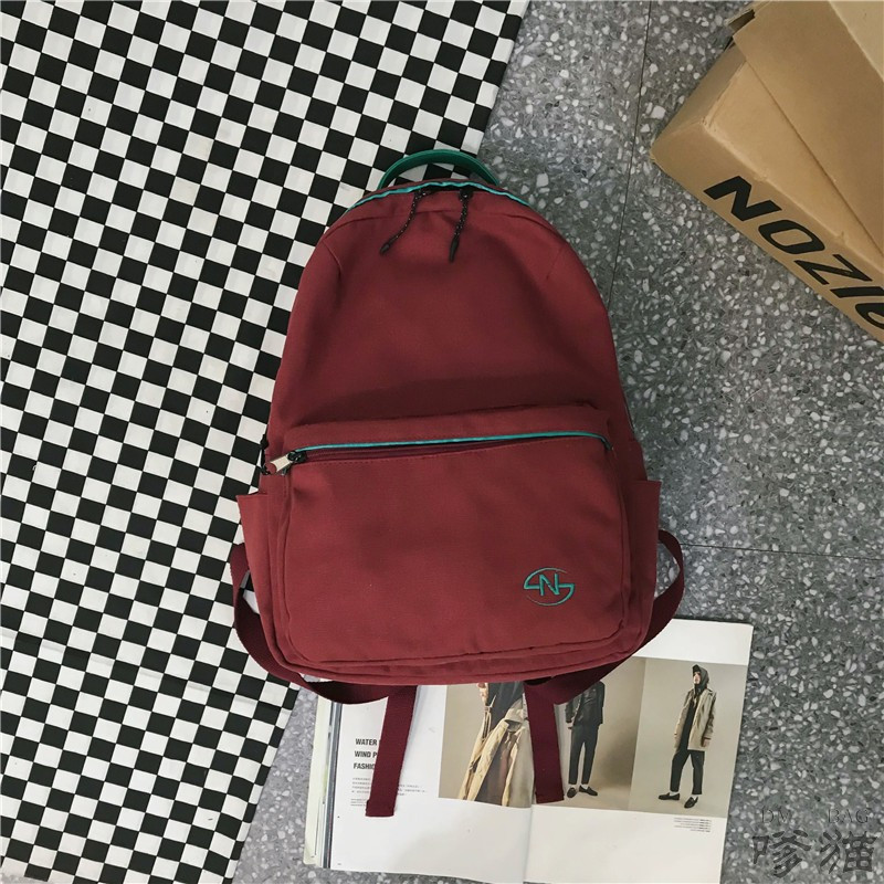 日系书包女韩版高中原宿ulzzang学院风双肩包女ins百搭背包大学生红色