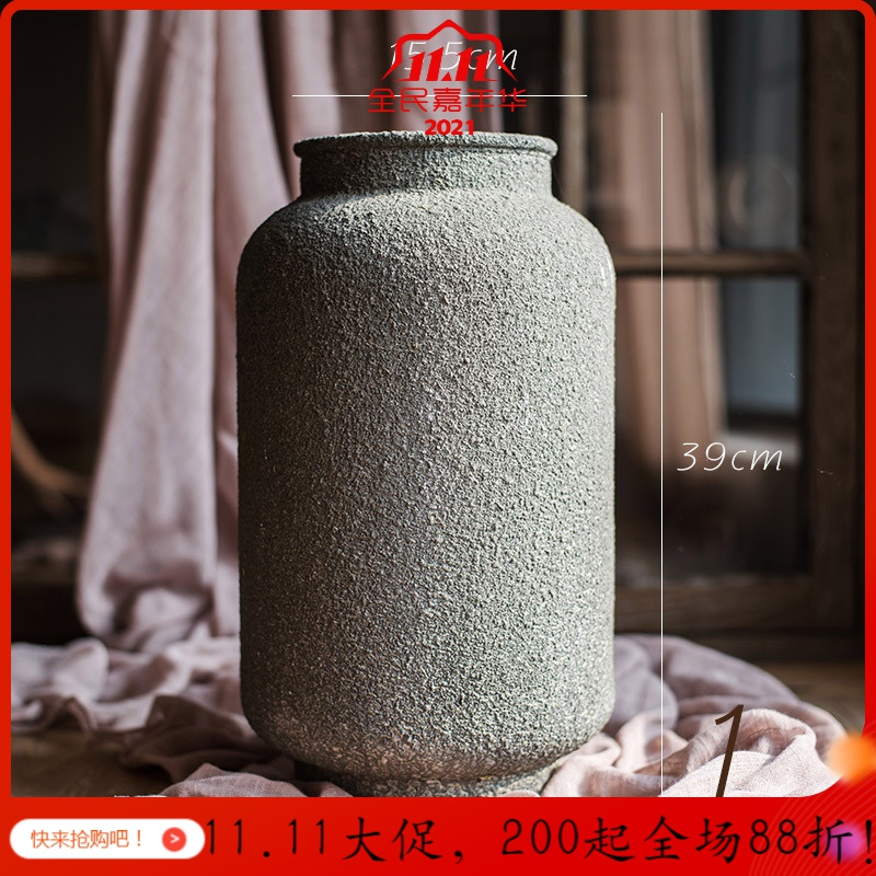 美帮汇战国罐艺术玻璃器皿手工石器效果 大型花器花瓶摆件古董高清大图