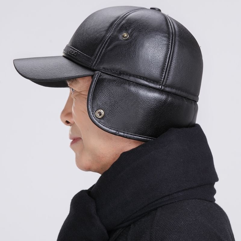 中老年皮帽子男士冬季保暖棒球雷锋帽老人帽护耳东北加厚棉帽户外 光