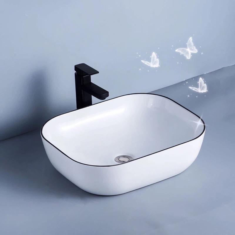 台上盆阳台洗手盆单盆面盆洗脸盆陶瓷黑边台上盆卫生间洗脸盆>800_800