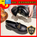 聚范金属搭扣英伦小皮鞋女豆豆鞋2024韩版新款单鞋子女日系jk乐福鞋女 搭扣黑色升级版 39