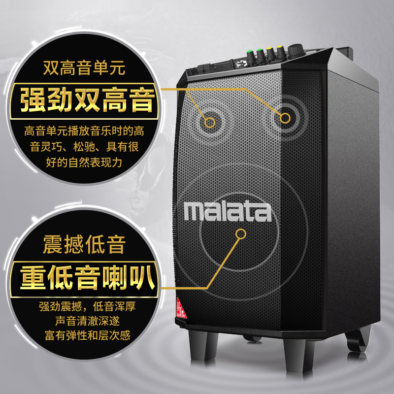 万利达(Malata)M+9017户外移动k歌广场舞演出音响大功率无线蓝牙家用拉杆音箱室外扩音器带U段麦克风12英寸