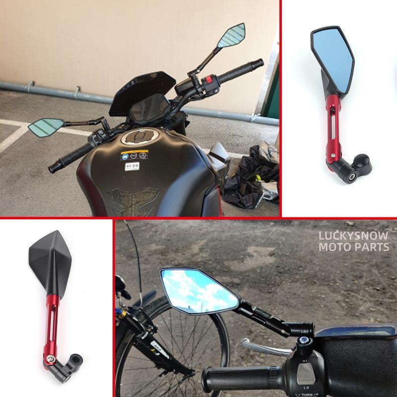 黑色 小镜片 雅马哈MT09 MT07 XJ6 FZ6 FZ1 FZ8 后视镜反光镜摩托车镜子倒车镜